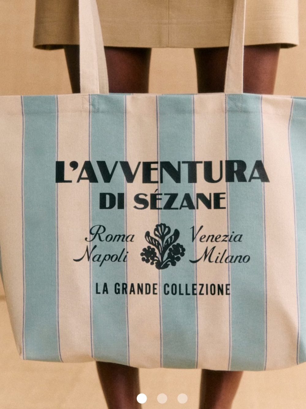 Sézane Blue and Cream Striped Canvas Tote - Picture 13 of 13